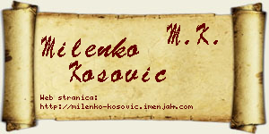 Milenko Kosović vizit kartica